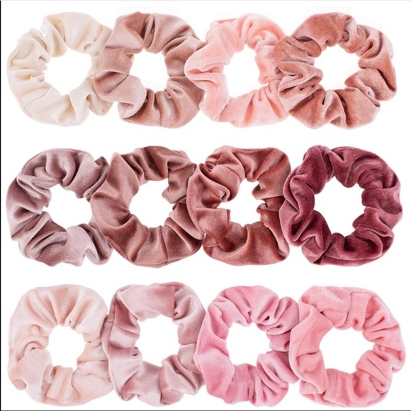 NEW 12 IN A PACK MAUVE VELVET SCRUNCHIES - Picture 2 of 7